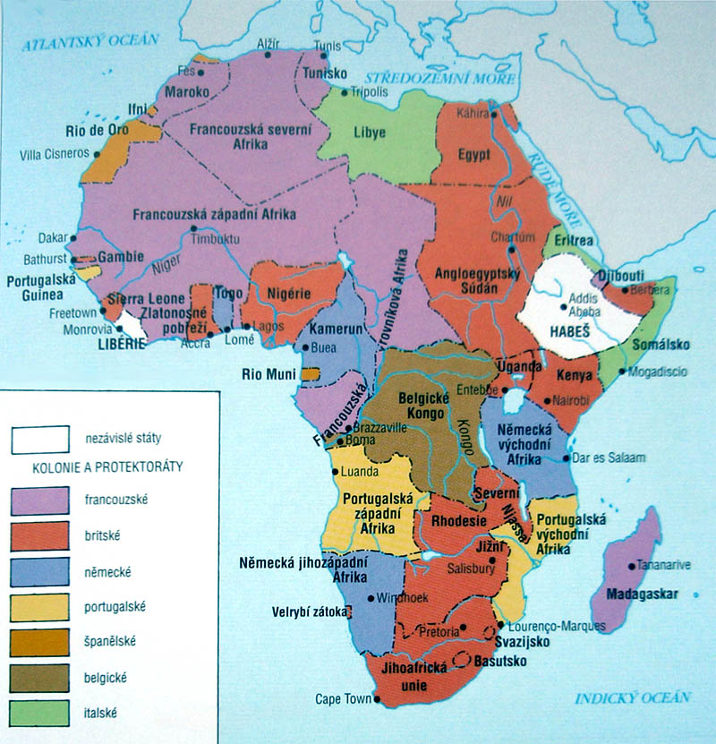 6-52 mapa Afriky a jeji kolonie