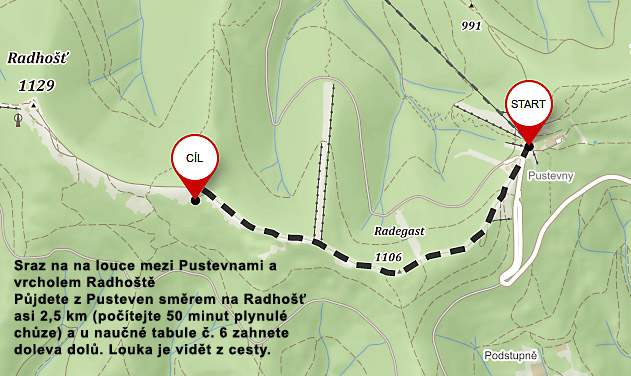 mapa - Letni den Boha Peruna na Radhosti